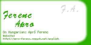 ferenc apro business card